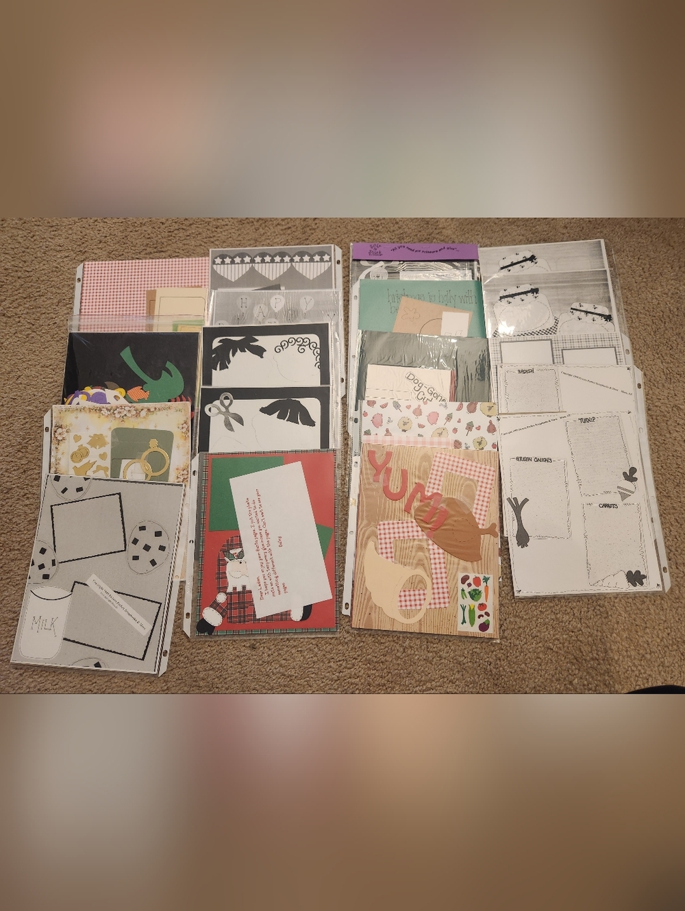 Premade Scrapbook Pages Lot Holidays Food Dog Etc